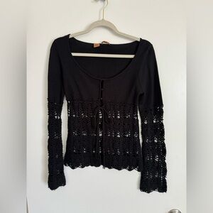Arden B. Women’s Black Crochet Lace Blouse size S